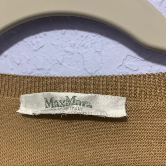 MaxMara Women’s Golia Tan V-Neck Long Sleeve Pullover Sweater - Picture 2 of 4